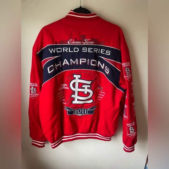 St. Louis Cardinals Rare 2011 World Series Bomber Jacket MLB Men’s size Large - Picture 5 of 7